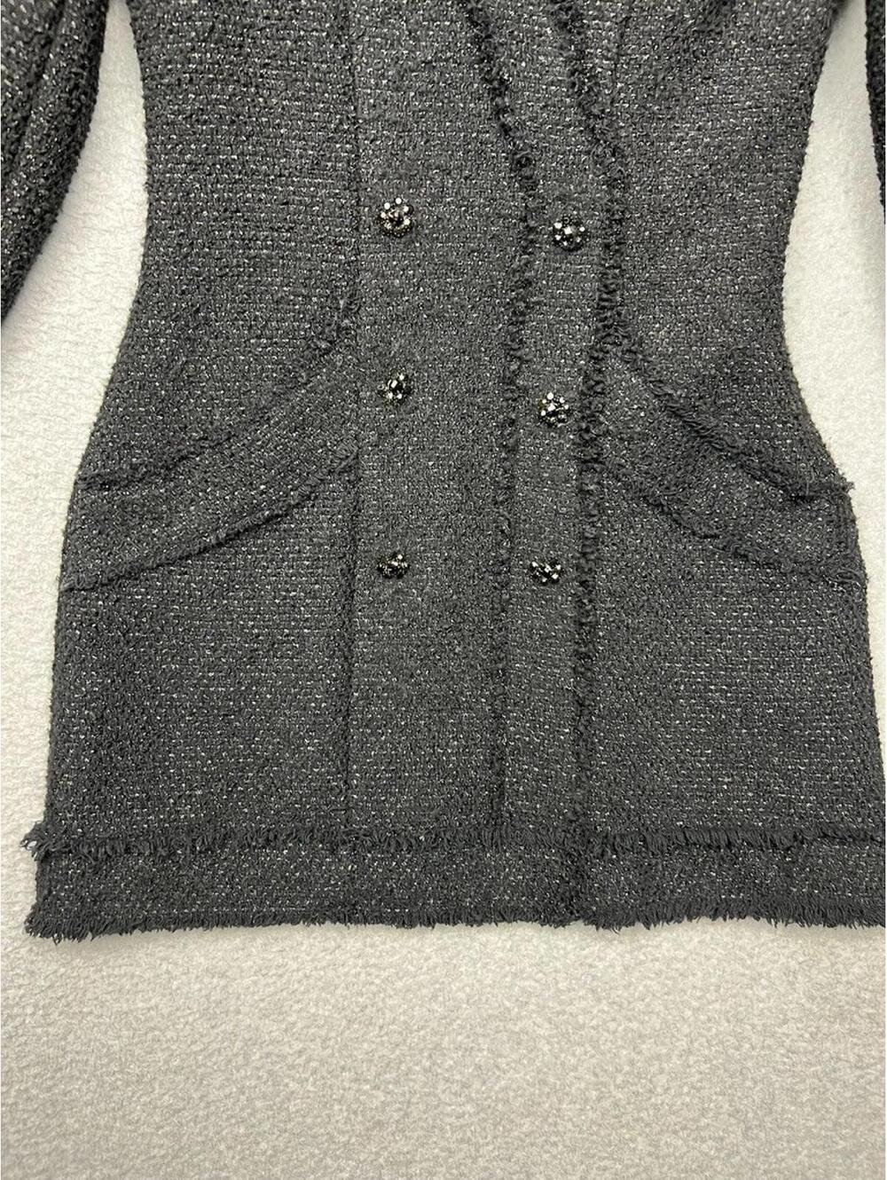Zara Tweed Double Breasted Blazer Tuxedo Mini Dress S Preppy Academia Old Money - Picture 12 of 14
